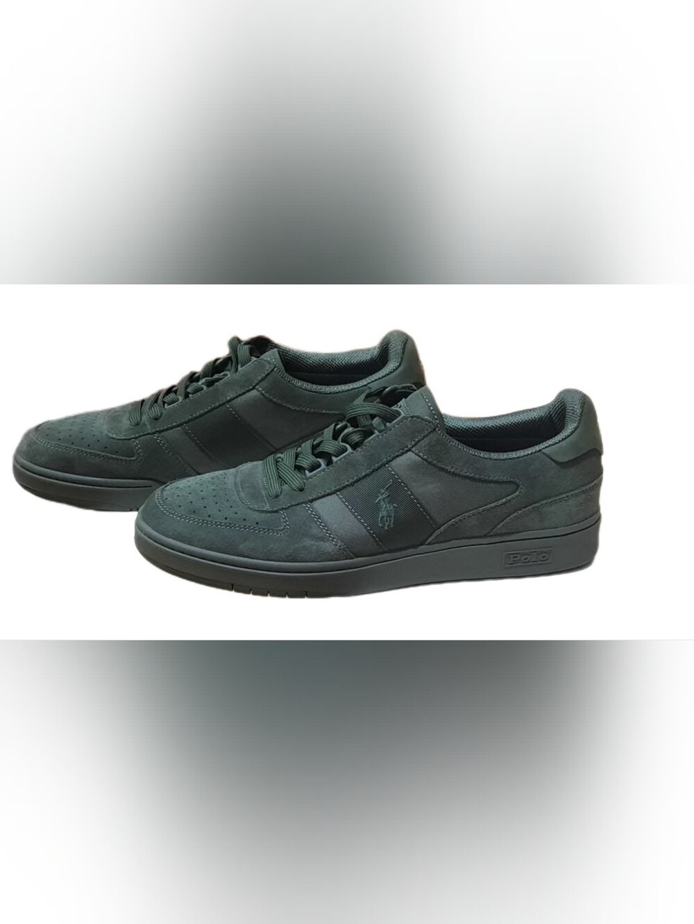 POLO RALPH LAUREN SNEAKER MODELLO COURT Olive cow suede/ nubuck mens size 10